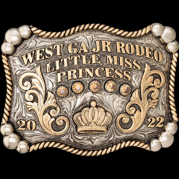 Unleash your wild side with the Lioness Belt Buckle – a custom pee wee design adorned with a jeweler's bronze rope edge and silver 3-bead corners. 